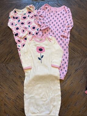 3-Pack Baby Floral Sleep Gowns - Pink & Cream